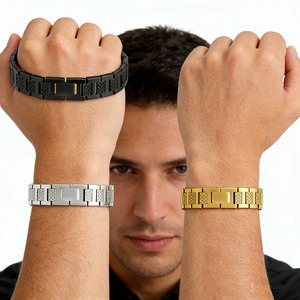 Factory 316 Stainless Steel Gold Plated Zircon Trendy Therapy <strong>Magnetic</strong> Couple <strong>Bracelet</strong> for <strong>Women</strong> Men OJ Brand - Product Image 2