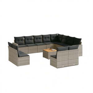 Conjunto de Sofás de Jardín de Ratán para Exteriores, Más de 10 Plazas, Resistente a la Intemperie, Diseño Contemporáneo, Gris Oscuro - Product Image 1