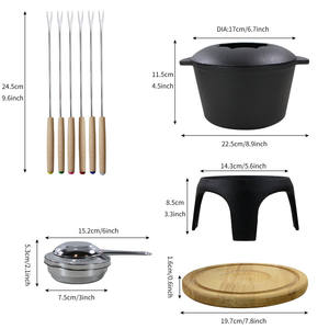 Ensemble à <span class=keywords><strong>fondue</strong></span> en fonte pour fromage, chocolat ou <span class=keywords><strong>viande</strong></span>-comprend un pot émaillé de 1.6 pintes, 6 fourchettes à <span class=keywords><strong>fondue</strong></span>, brûleur, support, base - Product Image 5
