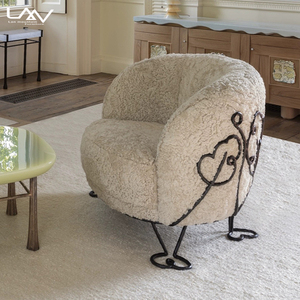 Design creativo Villa soggiorno in lana di agnello <span class=keywords><strong>sedia</strong></span> per il tempo libero Hotel camera da letto struttura in metallo con tessuto di lusso divano singolo <span class=keywords><strong>sedia</strong></span> - Product Image 3