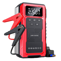 Démarreur de voiture portable ABS avec compresseur d'air, booster de batterie 12V, gonfleur de pneus, lumière d'urgence, certifié RoHS, batterie externe LCD