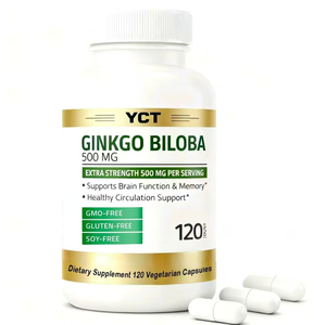 Capsule di Integratori Erboristici di Estratto di Ginkgo <span class=keywords><strong>Biloba</strong></span> di Qualità Export (120 Capsule/Bottiglia) - Produttore OEM Vendita Diretta all'Ingrosso - Product Image 1