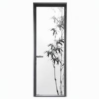 Porte intérieure avec poignée à levier, cadre en aluminium bronze aux couleurs personnalisées, verre givré texturé, design minimaliste