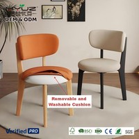 Chaise de salle à manger en bois massif de luxe léger avec structure en chêne importé et double dossier en bois massif pour table de réunion