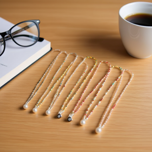 Catena a tre fili con perle e piccole perline da 70 cm per parti di occhiali - Product Image 3