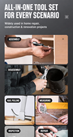 Kit d'outils multifonction 19 en 1 pour la réparation domestique, comprenant marteau, clé à molette, pinces, tournevis, scie à métaux et mallette de rangement