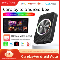 KW12 Carplay inalámbrico y Android Auto y Android OS 3 en 1 Adaptador MINI HD-port RGB Light Streaming YouTube App Store Carplay Box