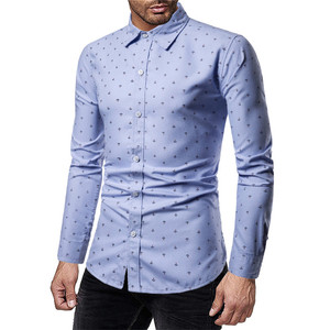 OEM Slim Custom camicia da uomo Social Men Dress camicie abbigliamento camicie a quadri stampate a pois per uomo Logo personalizzato completo tessuto - Product Image 3