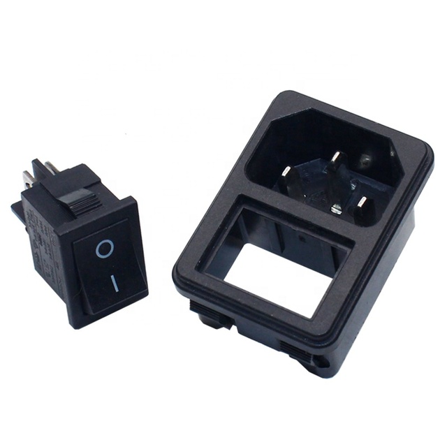 IEC320-C14 10A250V Rocker Switch PDU Connector Electrical 3-Pin Sockets Switches C14 Socket with Rocker Switch Power Socket