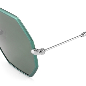 Elegantes Gafas de Sol Octogonales con Montura Metálica Completa, Lentes Verdes, Protección UV400, Unisex, Protección Solar para Adultos - Product Image 4