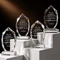 Trophée en cristal gravé sur mesure avec base, plaque en cristal inspirante, cadeau de reconnaissance pour les employés