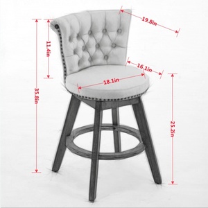Ensemble de 2 tabourets de bar à hauteur de comptoir de 26 po, pivotants à 360°, convertibles, avec dossier capitonné à la main et bords garnis de boutons - Product Image 4
