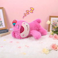 Peluche Ours Fraise à Visage Endormi Thème Fête Style Influenceur, Super Douce en Coton PP, Pendentif Porte-clés pour Machine à Pinces