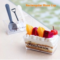 Gobelet à dessert rectangulaire trapézoïdal transparent en PS de qualité alimentaire 150 ml 5 oz, portion individuelle, mousse, tiramisu, pudding, buffet, traiteur