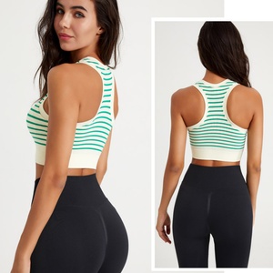 Women's <b>Strip</b> Slim-Fit Tank Tops Basic Cropped Racerback Athletic Sports Shirts Knitted Breathable Summer Going Out Tops - Product Image 5