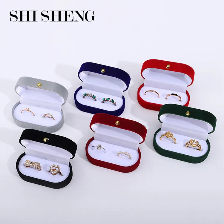 Shi Sheng du lịch đơn giản mini xách tay nhung nhỏ đôi hộp nhẫn cho trang sức lưu trữ hộp hiển thị Hộp quà tặng