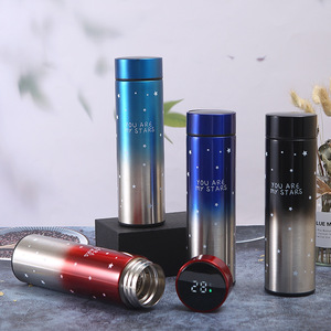 Stainless Steel Thermos Cup 304 Gradient Starry Sky Design With Temperature Display Office Water Bottle Unisex - Product Image 1