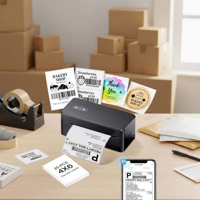 Phomemo 4 Inch Thermal Label Printer USB BT Connectivity Waybill Printer for Retail Warehouse Shipping Packaging Price Tag