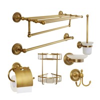 Ensemble de quincaillerie de salle de bain de style européen antique tout cuivre Porte-serviettes tressé moderne Support de rangement pour salle de bain Finition laiton Surface brossée