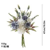 Échantillon Gratuit Fleurs Artificielles Bleu Gris Blanc Dahlia Bouquet Mixte 47cm 11 Pièces Eucalyptus Lavande Décoration Moderne Réutilisable