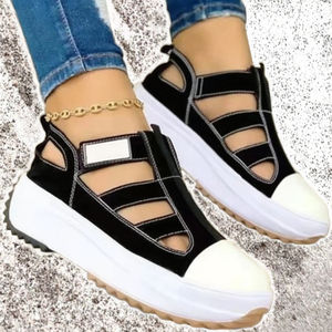 Zapatillas Casuales de Moda para Mujer, Novedad de Verano y Otoño, Color Sólido, Planas, de Goma Transpirable, con Plataforma Hueca para Caminar - Product Image 3