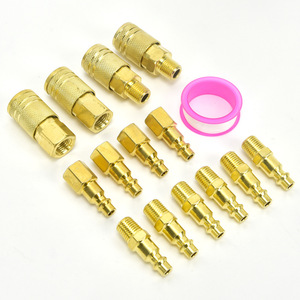 Quick Coupler 15 Piece Set 1/4 Npt Copper Plated Carbon Steel Internal <b>Thread</b> Pneumatic Connectors For Air <b>Tools</b> - Product Image 4