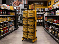 Présentoir de supplément en bois détachable à plusieurs niveaux supports d'affichage de nourriture en bois pour l'étagère de point de vente de magasin de détail de gymnase et de forme physique