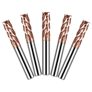 Solid Carbide End Mills 4 Flutes Flat End Mill With Copper Coating Carbide Milling Cutter