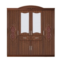 Armoire à 4 portes personnalisées, grande chambre à coucher, design, armoire, tissu, meubles de chambre à coucher, ensemble 2 m, armoires en bois marron