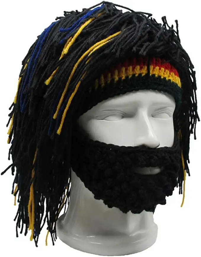 Divertente parrucca cappelli da barba fatti a mano a maglia berretto Rasta cappello con Dreadlocks cappelli di natale Halloween