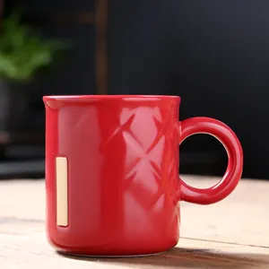 Nordic creative grain water cup simple copper seal design ceramic mug sublimation coffee cup customization