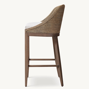 Silla de Comedor de Madera Maciza y Mimbre Tejido a Mano, Elegancia Moderna, Taburetes de Bar de Alta Calidad, Lujo - Product Image 4