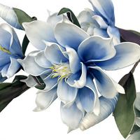Grand bouquet de magnolias en mousse bleus et jaunes, fleurs artificielles pour la décoration de la maison et des mariages
