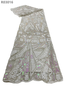 Vestido de novia Material de tela de encaje Encaje de red con cinta bordada de lentejuelas Tela de encaje - Product Image 2