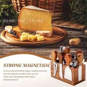 Porte-couteaux hexagonal en bois massif, bois d'acacia, support magnétique pour couverts de cuisine, design durable - Product Image 3