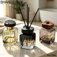 Diffuseur de parfum en verre SY Luxury Square pour la décoration de la maison, 180 ml, avec bouchon à vis et surface à estampage à chaud, flacon vide pour huile aromatique