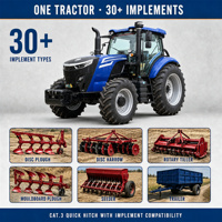 Tracteur agricole 4x4 de 200 CV avec boîte de vitesses Power Shuttle 24+24, cabine climatisée, réservoir de 380 L, attelage rapide Cat.3 pour travaux sur le terrain