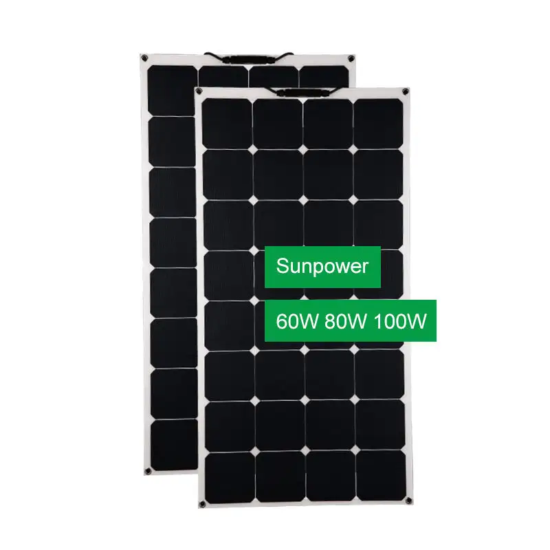 Glory güneş özelleştirilmiş 50W 60W 80W 90W 100W yüksek verimlilik esnek güneş panelleri RV araba pil için fotovoltaik Panel