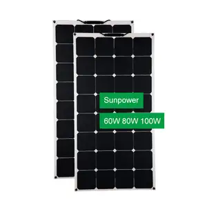 Glória Solar personalizado 50W 60W 80W 90W 100W alta eficiência painéis solares flexíveis para o painel fotovoltaico da bateria do carro do rv