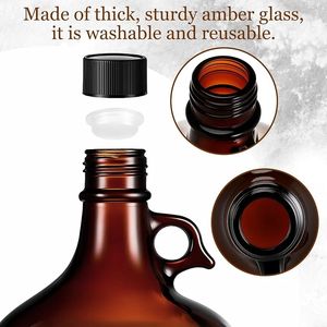 Ensemble de bouteilles Growler Amber Brown avec couvercles en polyéthylène, capacités 1L/2L/2,5L/4L, pour bière, <span class=keywords><strong>tequila</strong></span>, brandy et boissons artisanales - Product Image 3