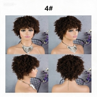 Perruques bouclées sans lacets 100% cheveux humains, style africain, fabriquées à la machine, plusieurs couleurs en stock, vente chaude pour femmes noires, cheveux Remy, perruque Pixie