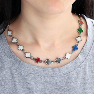 Joyería de moda para mujer, conjunto de collares de pulsera, colgante de epoxi esmaltado suave de acero inoxidable - Product Image 4