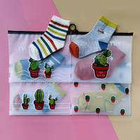 Dessin animé Cactus fermeture éclair PVC fichier sac Transparent étanche étudiant sac de rangement pour bureau papeterie vêtements étudiant information