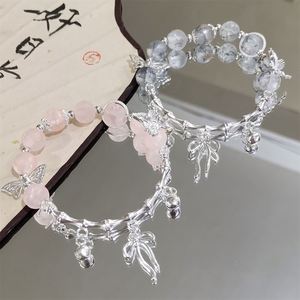 Romantic Style Butterfly <b>Beaded</b> <b>Bracelet</b> Jewelry <b>Bracelet</b> Bowknot Charms Women Bowknot and Bell Crystal Bamboo Bead <b>Bracelet</b> - Product Image 3