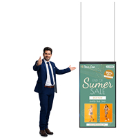 Affichage publicitaire numérique double écran suspendu pour vitrine, haute luminosité, 43/49/55/65 pouces, Smart HD, pour centre commercial