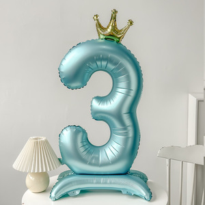 Globo de aluminio con número azul de pie de corona de <span class=keywords><strong>42</strong></span> pulgadas para decoración de fiesta de cumpleaños de aniversario de San Valentín - Product Image 5