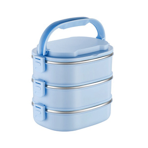 Qi Stainless Steel <b>Insulated</b> <b>Lunch</b> <b>Box</b> 3 Tier Rectangle Sealed Spill Proof Multi Layer Japanese Style - Product Image 1
