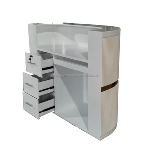 Bureau de réception moderne rose incurvé durable et élégant pour les salons de beauté, les hôtels, les salons de coiffure et les salles de bain - Product Image 4