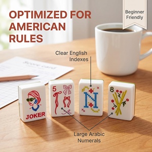 Durable Melamine American <b>Mahjong</b> <b>Set</b> with Joker and Dragon Design Portable Travel Game for 4 - Product Image 2