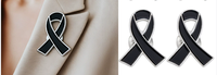 Insigne de ruban noir en métal personnalisé, broche souvenir symbole de la campagne du cancer du sein, broche de ruban rose de sensibilisation en émail dur